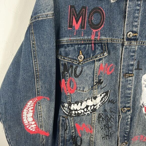 🔥 “RARE” THE JOKER Batman DENIM JEAN JACKET “Trucker Style” - Sz XL - PERFECT - Picture 5 of 11